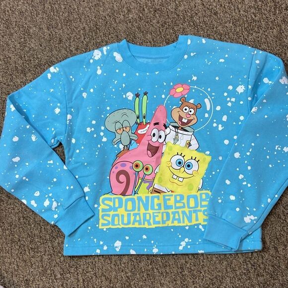 Nickelodeon Blue SpongeBob SquarePants Sweatshirt Size M (7-8) - Picture 4 of 8